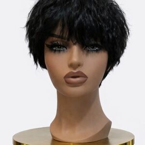 Short Black Women's Synthetic Wig - Sleek Pixie Style